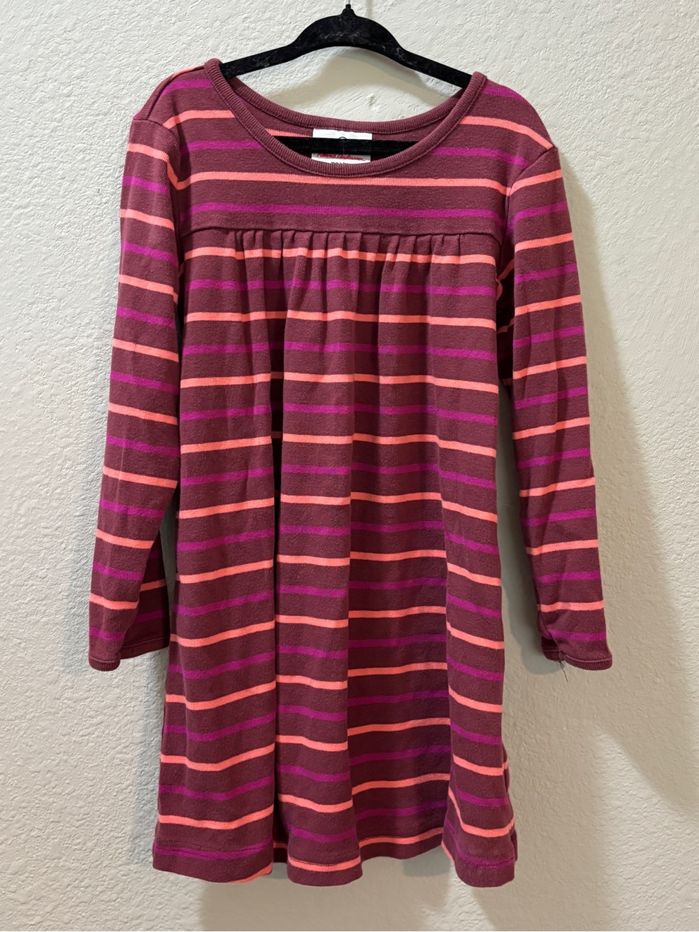 Hanna Andersson Girls Brown Pink Striped Long Sleeve Twirl Dress Size 5 (110 cm)